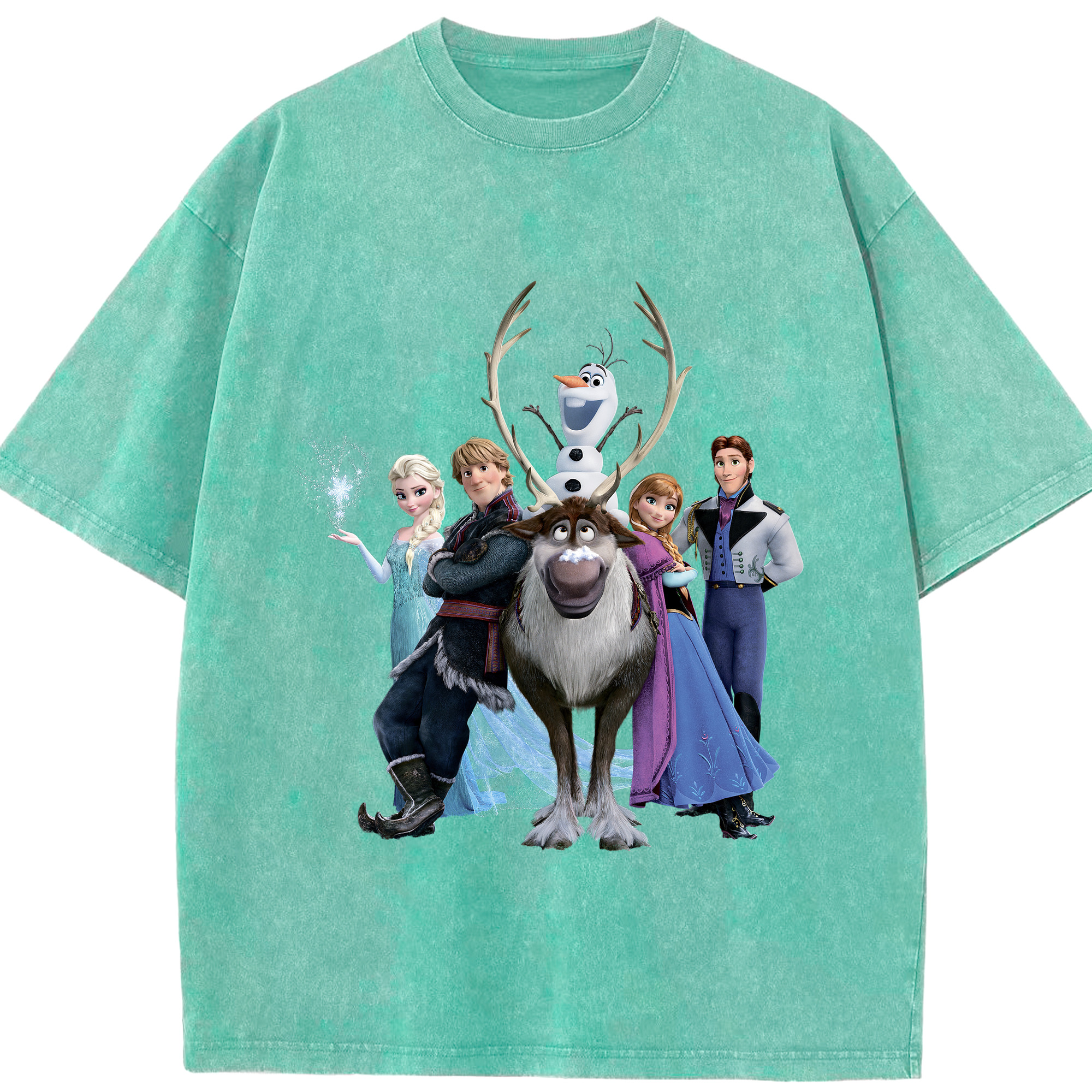 （画像用） アナと雪の女王 アンナ エルサ Frozen Anna Elsa 綿100% ヴィンテージ風 半袖Tシャツ（フロントプリント）